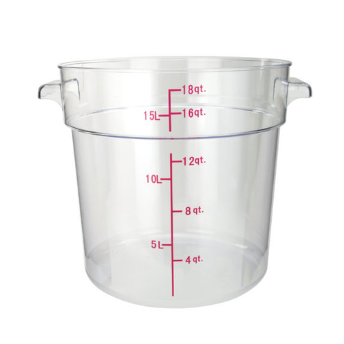 Winco PCRC-18 18 Qt. Clear Round Polycarbonate Food Storage Container