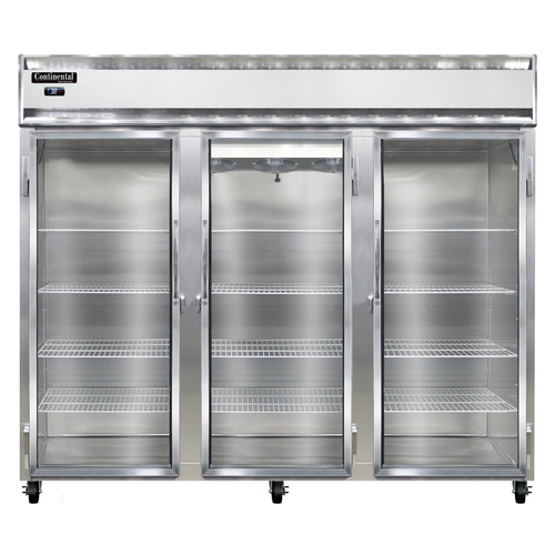Continental Refrigerator 3RENGD 85.5" W Three-Section Glass Door Reach-In Extra-Wide Refrigerator