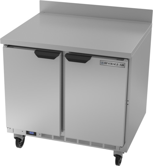 Beverage Air WTF36AHC 36"W Two Door Stainless Steel Worktop Freezer With 4" Removable Backsplash
