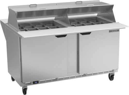 Beverage Air SPE60HC-24M-DS 60" W Two-Section Two Door Dual Side Mega Top Refrigerated Counter