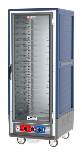 Metro C539-CLFC-U-BU C5 3 Series Blue Full-Size Insulated Low Wattage Heated Holding & Proofing Cabinet with Clear Door and Universal Wire Slides - 120V