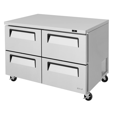Turbo Air TUR-48SD-D4-N 48.25"W Two-Section Reach-In Super Deluxe Series Undercounter Refrigerator