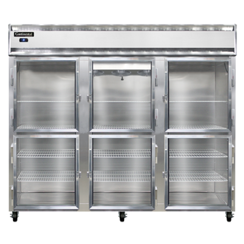 Continental Refrigerator 3RENSSGDHD 85.5" W Three-Section Glass Door Reach-In Extra-Wide Refrigerator