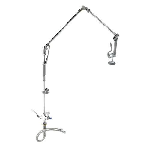 T&S Brass B-0114-01B-WH4 EasyInstall Pre-Rinse Unit roto-flex design quarter-turn Eterna cartridges with spring checks 4"