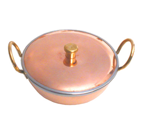 Town 25266 2-1/4"H x 7-1/4"W 6-1/4"D Copper  / Stainless Steel Round Wok with Cover