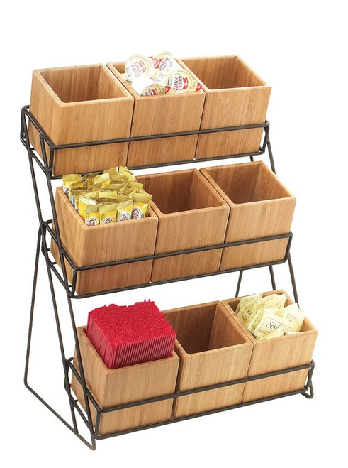 Cal-Mil 1817-13 13"W x 9-1/2"D x 17-1/2"H Black Bamboo Tiered Display