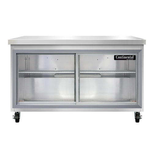Continental Refrigerator SW48NSGD 48" W Two-Section Two Door Work Top Display Refrigerator