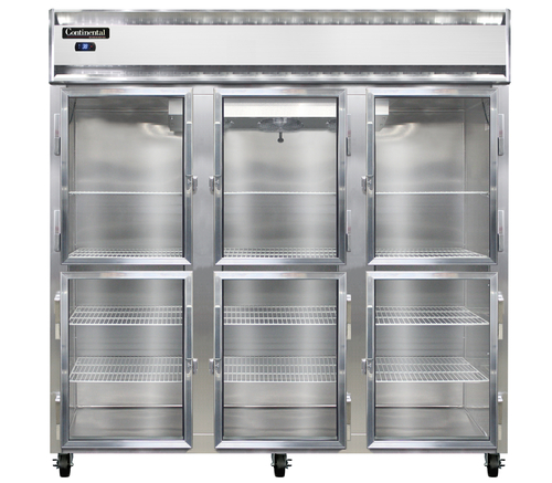 Continental Refrigerator 3RNSSGDHD 78" W Three-Section Glass Door Reach-In Refrigerator