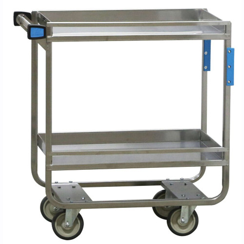 Lakeside 725 32.63" W Stainless Steel Solid 2 Shelves Heavy Duty Guard Rail Utility Cart