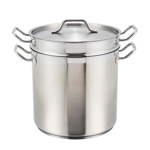 Winco SSDB-12S 12 Qt Stainless Steel / Aluminum Clad Bottom Steamer/Pasta Cooker