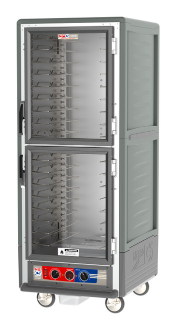 Metro C539-MDC-U-GY C5 3 Series Gray Full-Size Insulated Moisture Heated Holding & Proofing Cabinet with Clear Dutch Doors and Universal Wire Slides - 120V