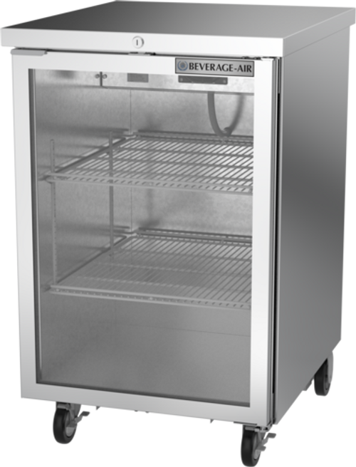 Beverage Air BB24HC-1-FG-S 24"W One-Section Glass Door Refrigerated Food Rated Back Bar Storage Cabinet