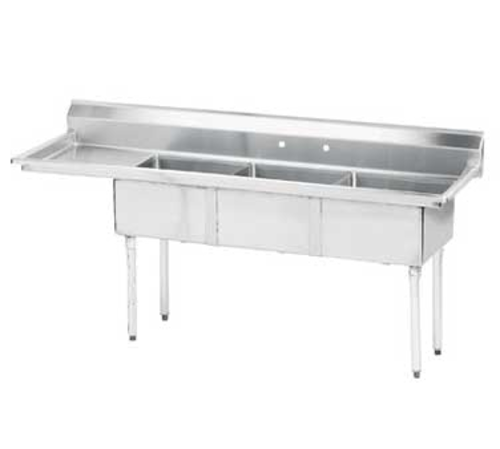 Advance Tabco FE-3-1812-18L-X 74.5" W 18 Gauge Galvanized Base Special Value Fabricated Sink