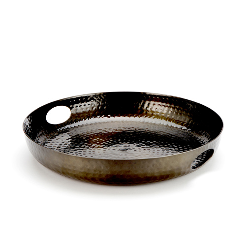 American Metalcraft ATHB16 16" Aluminum Black Round Beverage Tray