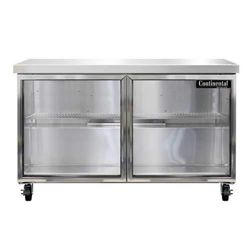 Continental Refrigerator SW48NGD 48" W Two-Section Two Door Work Top Display Refrigerator