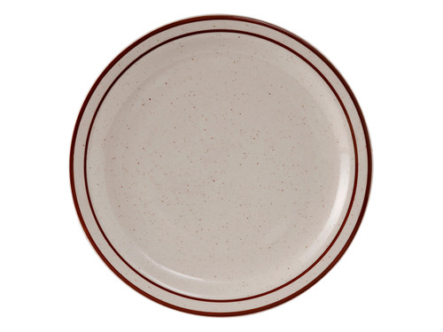 Tuxton TBS-016 10-1/2" Ceramic American White/Eggshell With Brown Speckle Round Plate (1 Dozen)