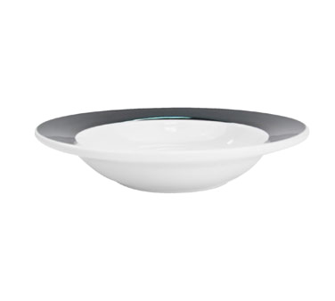CAC China R-115-BLK 11.38" Dia. 24 Oz. Black Ceramic Round Rainbow Pasta Bowl (1 Dozen)