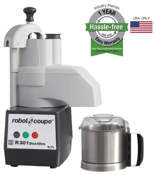 Robot Coupe R301UDICE 3.7 L. Stainless Steel Bowl D Series Combination Food Processor - 120 Volts, 2 HP