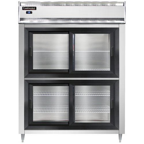 Continental Refrigerator D2RESNSSSGDHD 57" W Two-Section Glass Door Reach-In Designer Line Wide Refrigerator