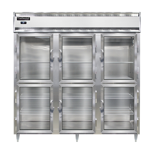 Continental Refrigerator D3RNSAGDHD 78" W Three-Section Glass Door Reach-In Designer Line Refrigerator