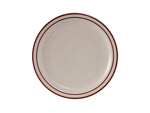 Tuxton TBS-022 8-1/8" Ceramic American White/Eggshell With Brown Speckle Round Plate (3 Dozen Per Case)