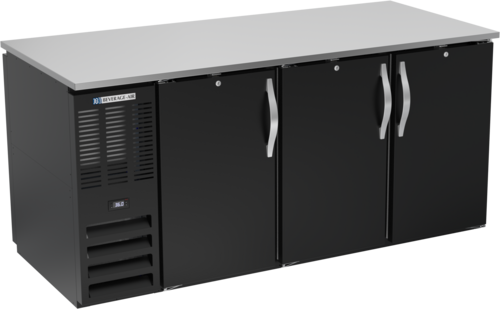 Beverage Air BB72HC-F-PT-B 72" W Three-Section Solid Door Refrigerated Open Food Rated Back Bar Pass-Thru Storage Cabinet - 115 Volts