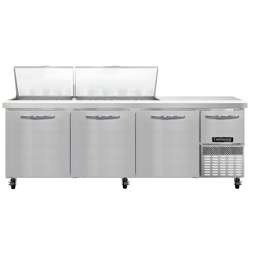 Continental Refrigerator RA93N27M 93" W Three-Section One Door Refrigerated Base Sandwich Unit
