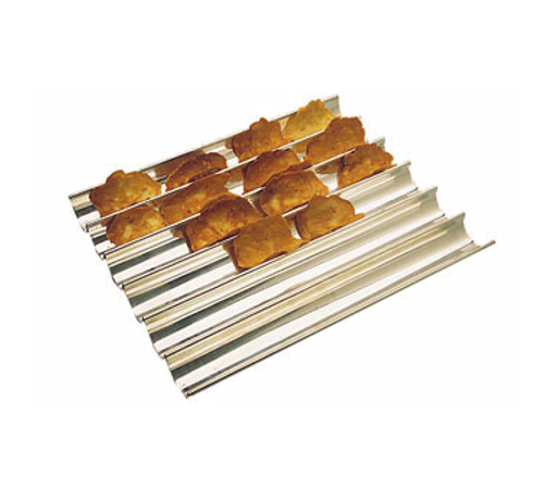 Matfer Bourgeat 310713 Tuiles Baking Sheet 13-3/4"L x 11-3/4"W x 1"H 6 Channels 1-2/3" Wide Stainless Steel