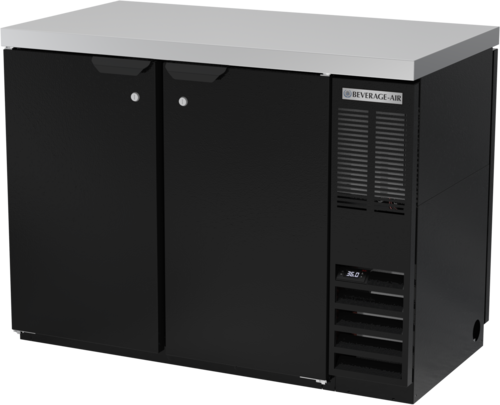 Beverage Air BB48HC-1-PT-B-27 48"W Two-Section Solid Door Refrigerated Pass-Thru Back Bar Refrigerator