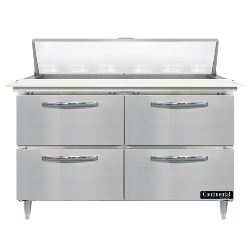 Continental Refrigerator D48N12C-D 48" W Two-Section Four Drawer Designer Line Sandwich Unit