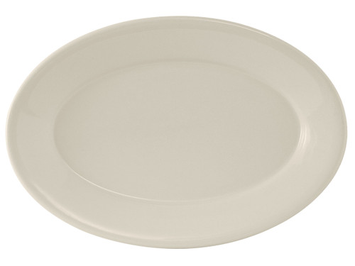 Tuxton TRE-942 Ceramic American White/Eggshell Oval / Oblong Platter (6 Each Per Case)