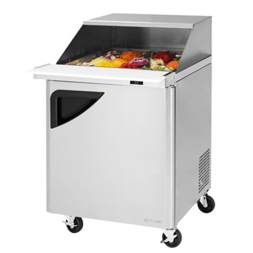 Turbo Air TST-28SD-12-N-SL 27.5" W One-Section One Door Super Deluxe Sandwich/Salad Mega Top Unit with Slide-Back Lid