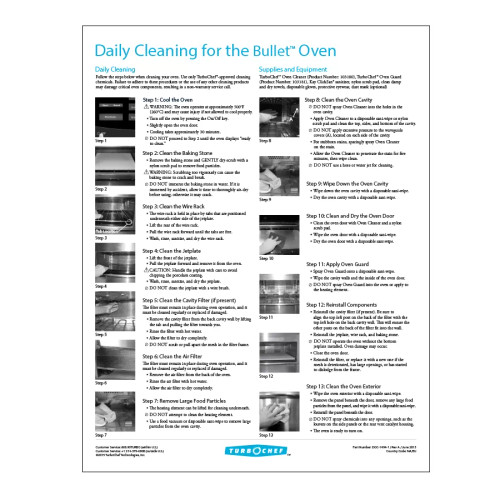 TurboChef DOC-1494-1 Poster Daily Cleaning Bullet Oven 8-1/2"