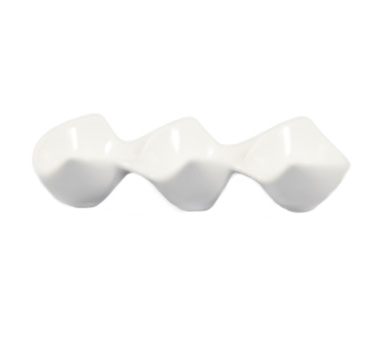 CAC China COL-46 0.5 Oz. Super White Porcelain Leaf Accessories Divided Bowl (4 Dozen Per Case)