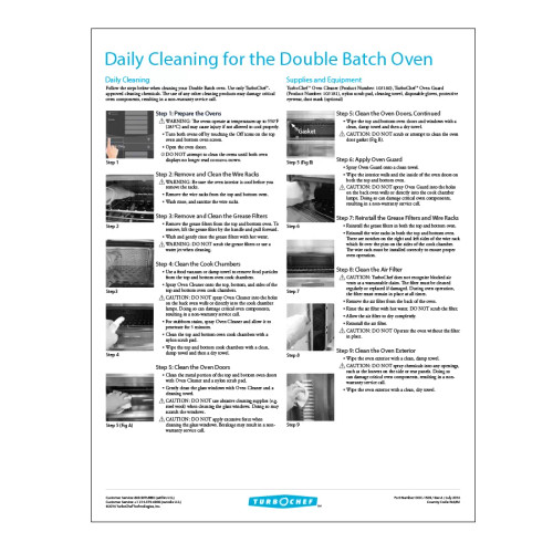 TurboChef DOC-1509 8-1/2" x 11" Poster Daily Cleaning