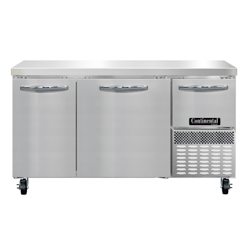 Continental Refrigerator FA60N 60"W Three Door Stainless Steel Freezer Base Worktop Unit