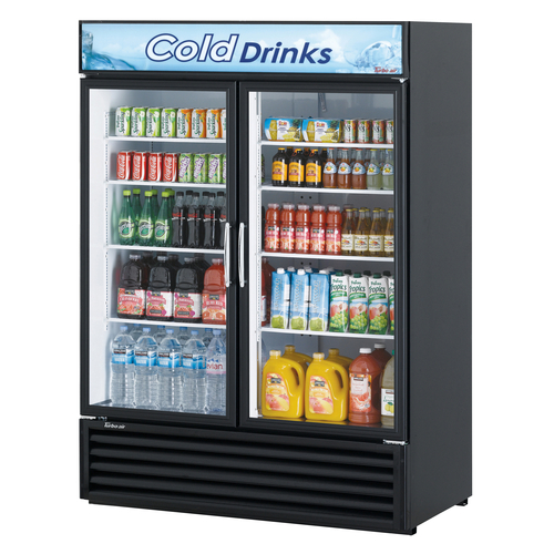 Turbo Air TGM-50RS(B)-N 55.88" W Two-Section Hinged Glass Doors Refrigerated Merchandiser - 115 Volts