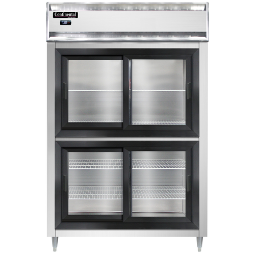Continental Refrigerator D2RNSASGD 52" W Two-Section Glass Door Reach-In Designer Line Refrigerator