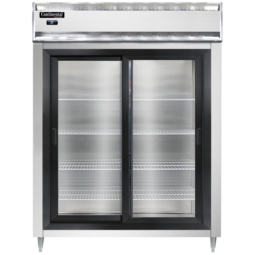 Continental Refrigerator D2RNSASGD 52" W Two-Section Glass Door Reach-In Designer Line Refrigerator