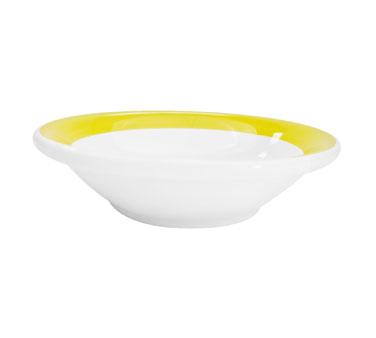 CAC China R-11-Y 4.75 Oz. Yellow Ceramic Round Rainbow Fruit Dish (3 Dozen Per Case)
