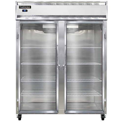 Continental Refrigerator 2RESNGD 57" W Two-Section Glass Door Reach-In Extra-Wide Refrigerator