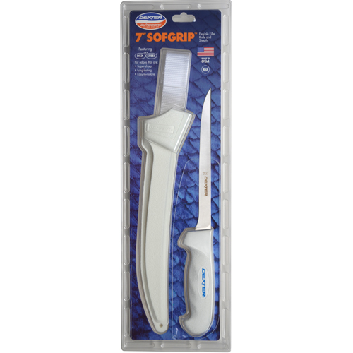 Dexter SG133-7WS1-PCP 7" White SofGrip Fillet Knife with Soft Rubber Grip