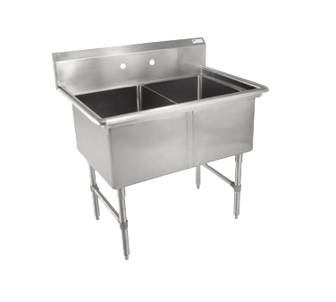 John Boos 2B16204 2 Compartment B Series Sink 37"W x 25-1/2"D x 44"H