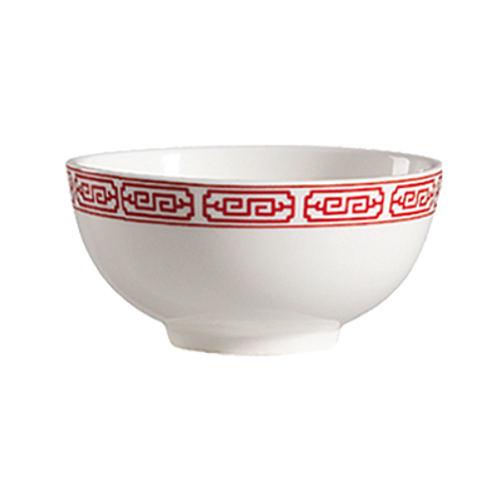 CAC China 105-64 7 Oz. Bone White Porcelain Round Red Gate Rice Bowl (4 Dozen Per Case)