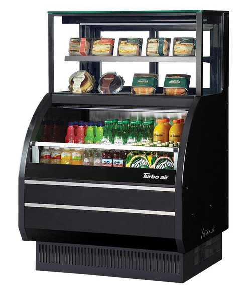 Turbo Air TOM-W-40SB-UF-N 38.88" W Open Display Merchandiser Combination Case with Refrigerated Top Shelf Combination Case