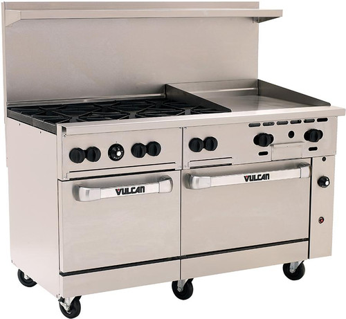 Vulcan 60SS-6B24G-LP 60" W Stainless Steel Liquid Propane Endurance Restaurant Range - 278,000 BTU