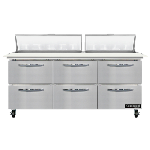 Continental Refrigerator SW72N18C-D 72" W Three-Section Six Drawer Sandwich Unit