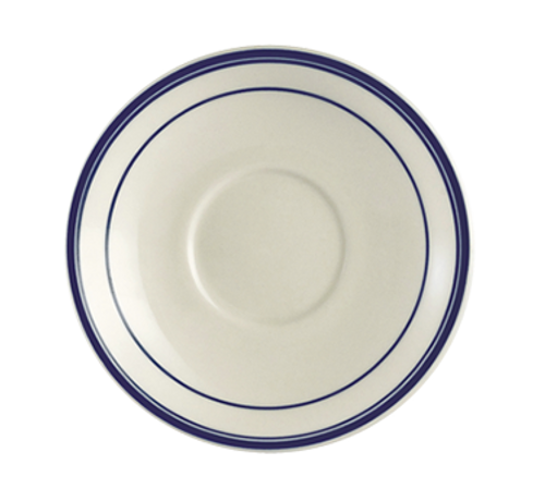 CAC China BLU-2 6" Dia. American White Ceramic Round Blue Line Saucer (3 Dozen Per Case)