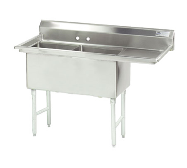 Advance Tabco FC-2-2424-18R-X 63" - 72" 16-Gauge Stainless Steel Two Compartment Right Drain Fabricated Sink