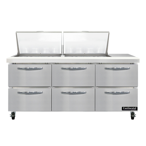 Continental Refrigerator SW72N24M-D 72" W Three-Section Six Drawer Mighty Top Sandwich Unit